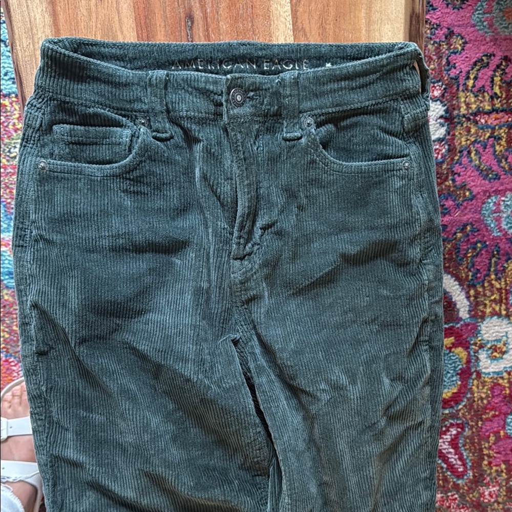 American Eagle Outfitters Green Corduroy Straight Leg Pants